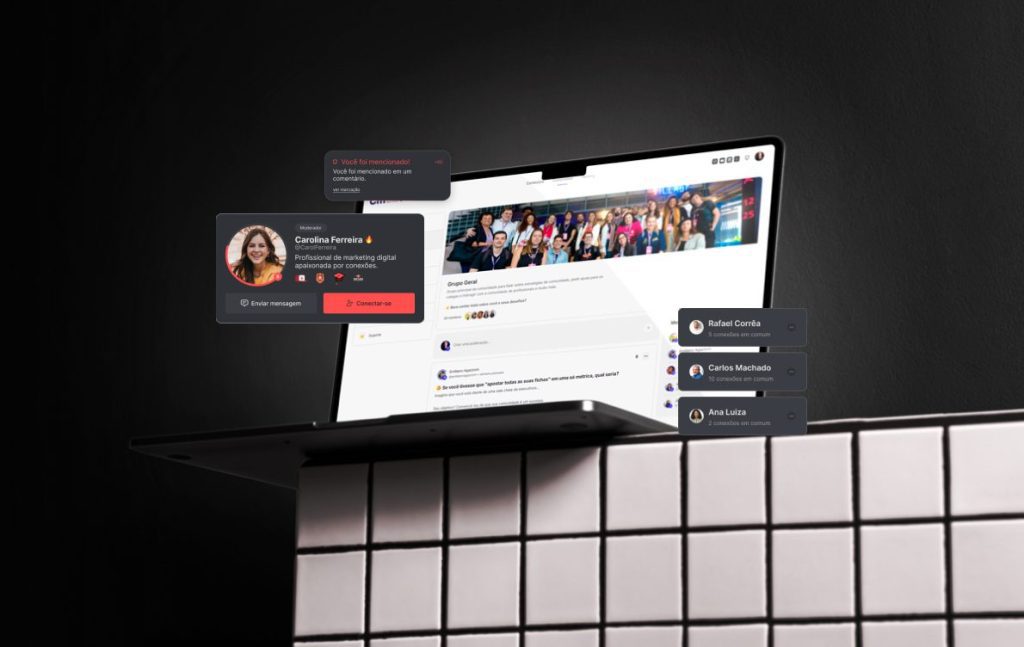 tudo em uma plataforma só com interface de comunidade Klubs